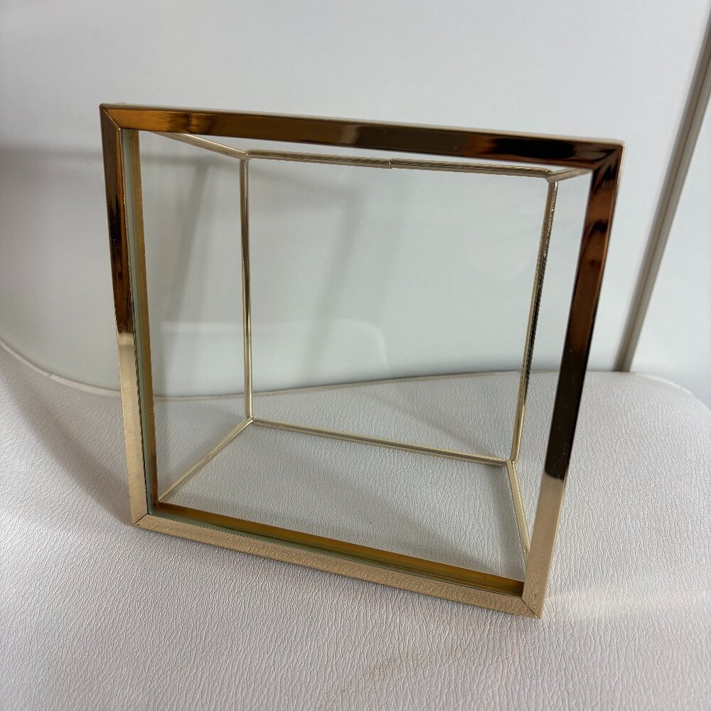 Gold Square Metal Glass Geometric Picture Photo Frame Size 6" x 6" Minimalist